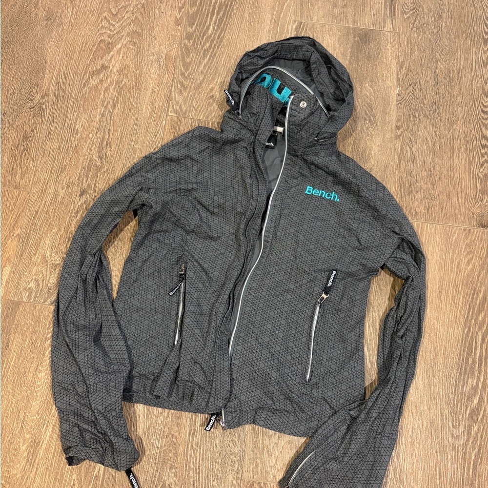 Bench Charcoal Quilted Jacket with Teal Accents